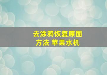 去涂鸦恢复原图方法 苹果水机